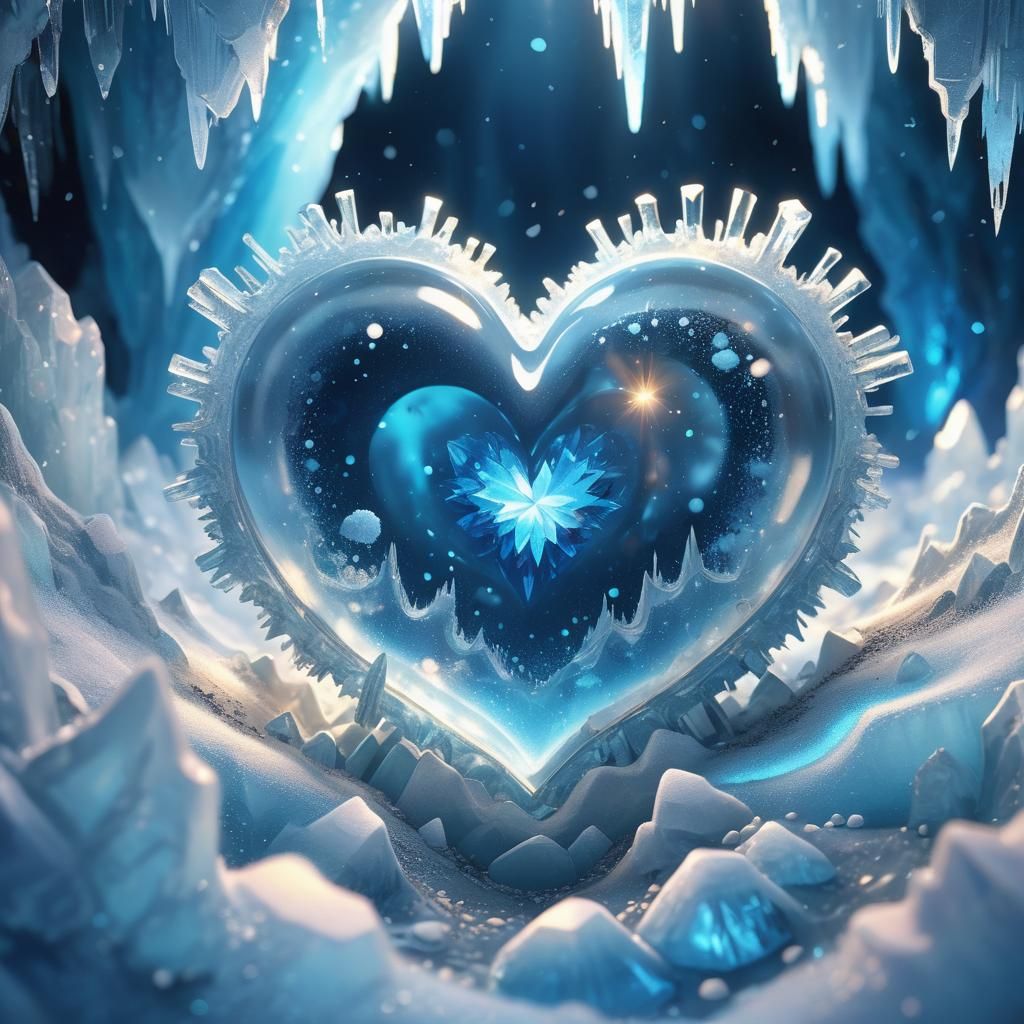 Heart in Ice Cave: Pixar-Inspired 3D Art