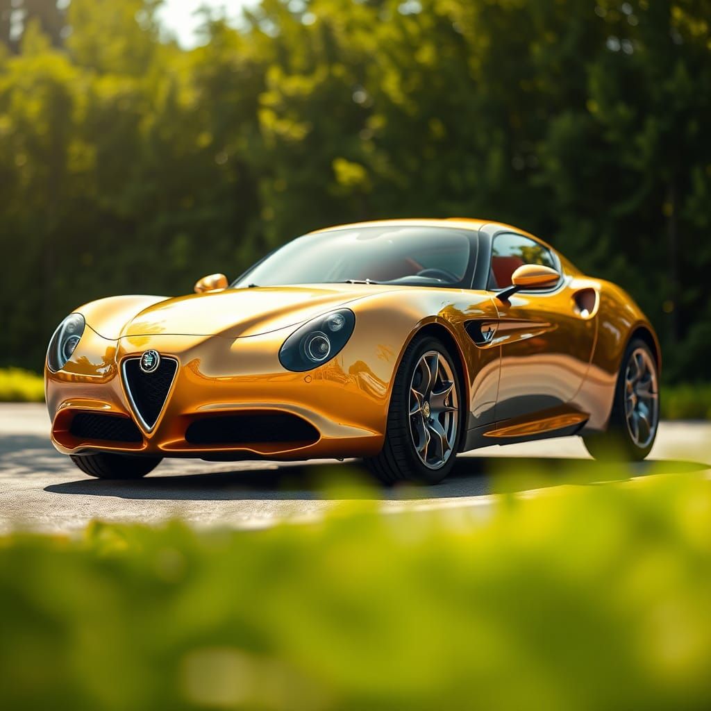 Gold Alfa Romeo Junior Zagato in Sunlight