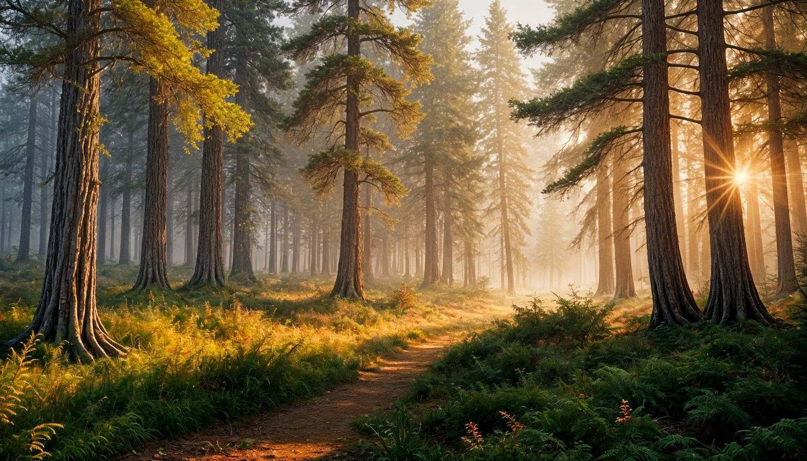 Golden Cypress Trees in Morning Light