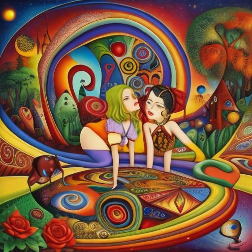 Surreal Lost Love: Vivid Colors in Modernist Style