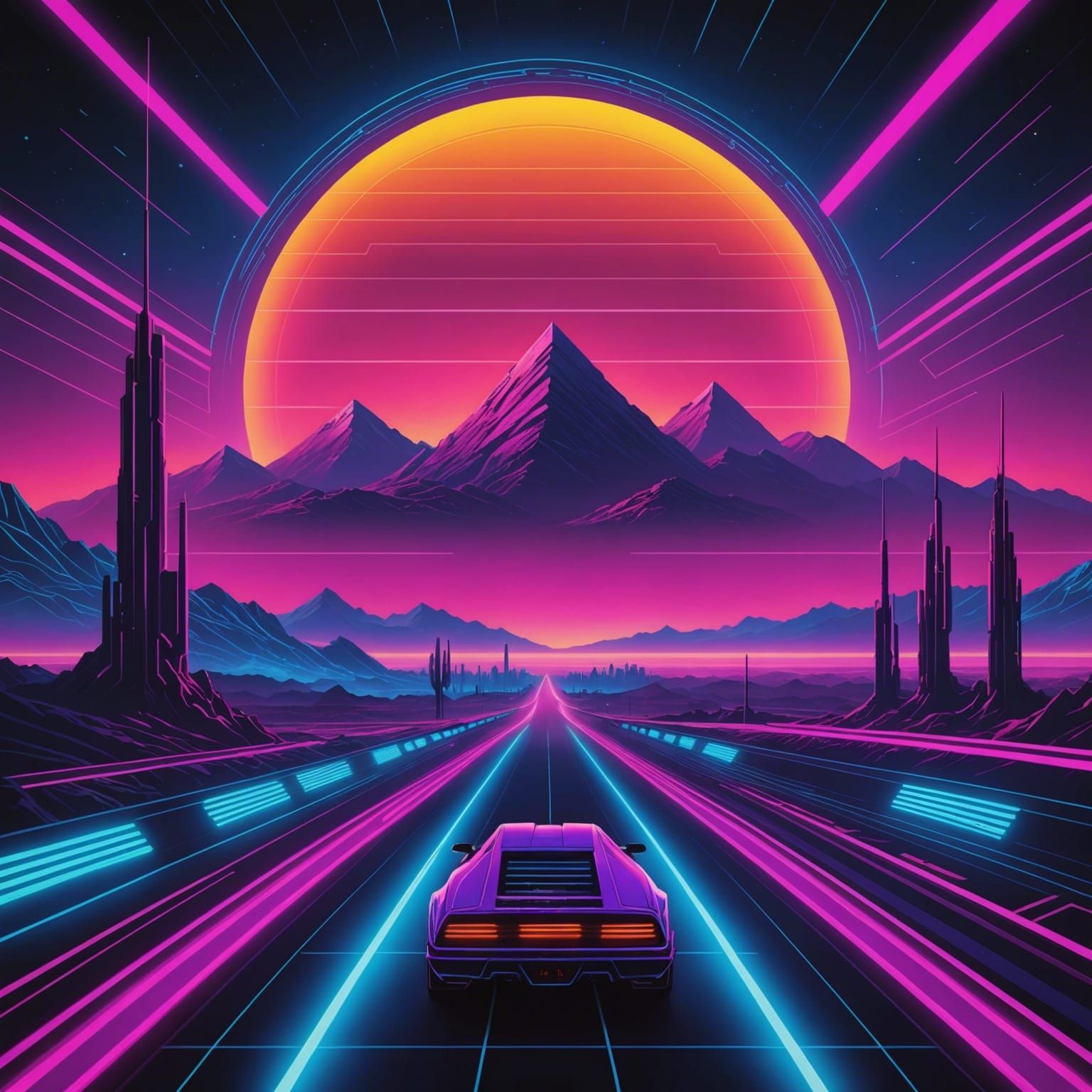 Synthwave Neon Retro Album Art