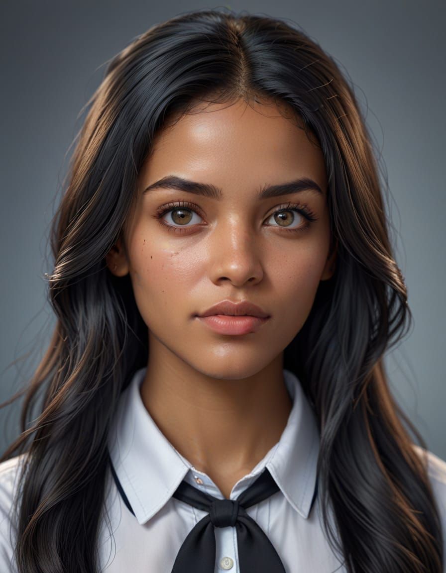 Hyper-Realistic Portrait of a Dominican Schoolgirl in 8K