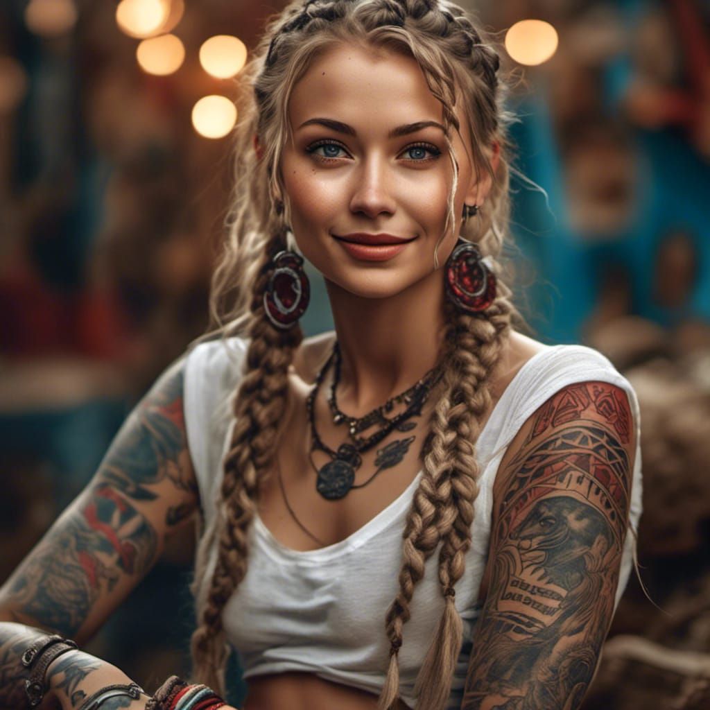 Hyperrealistic Portrait of Woman with Macaw