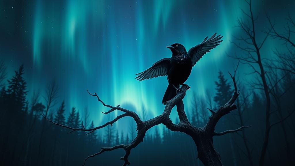 Blackbird's Song: A Surreal Aurora Awakening