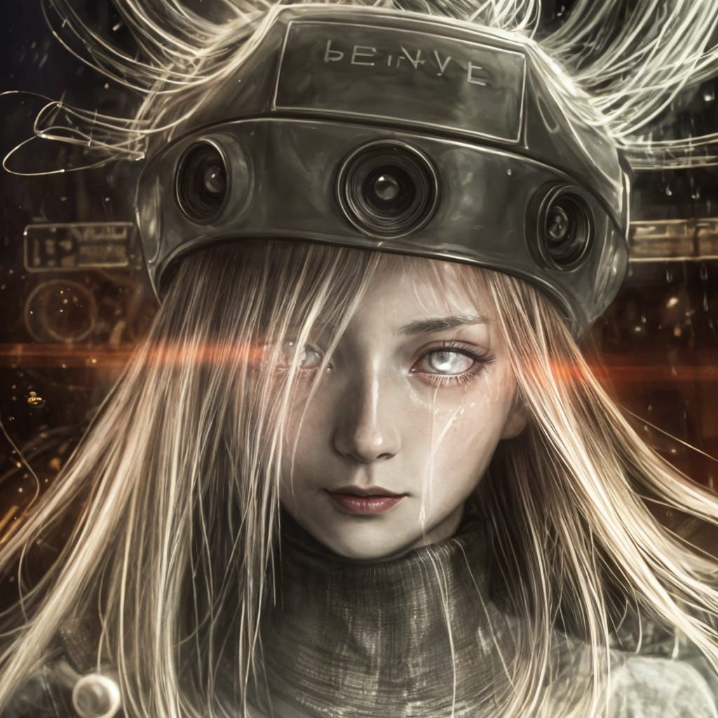 Sad Anime Girl Crying in City: Studio Trigger Style