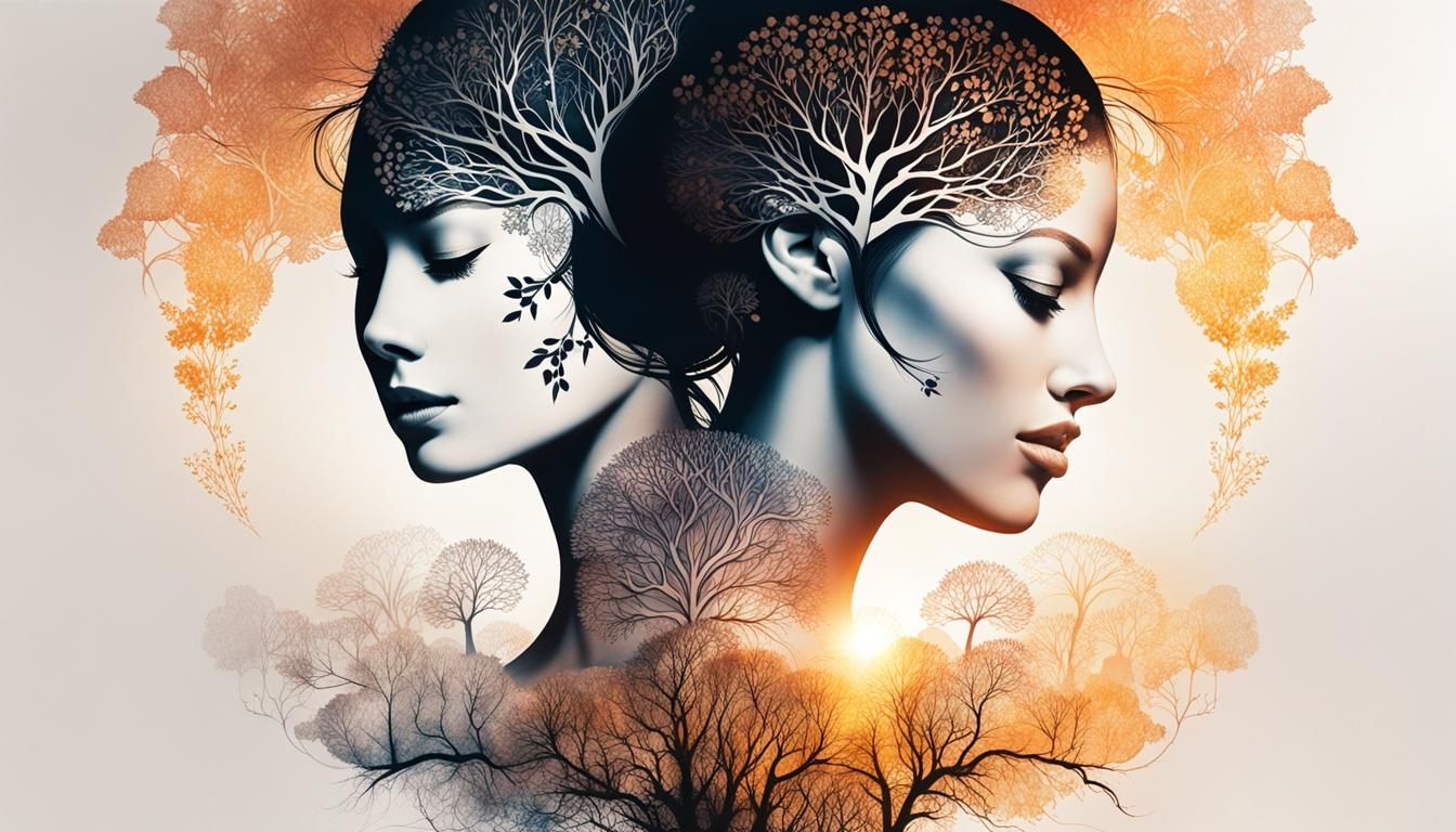 10 images (10/10A) ink drawing with the title: "Closely connected to nature"