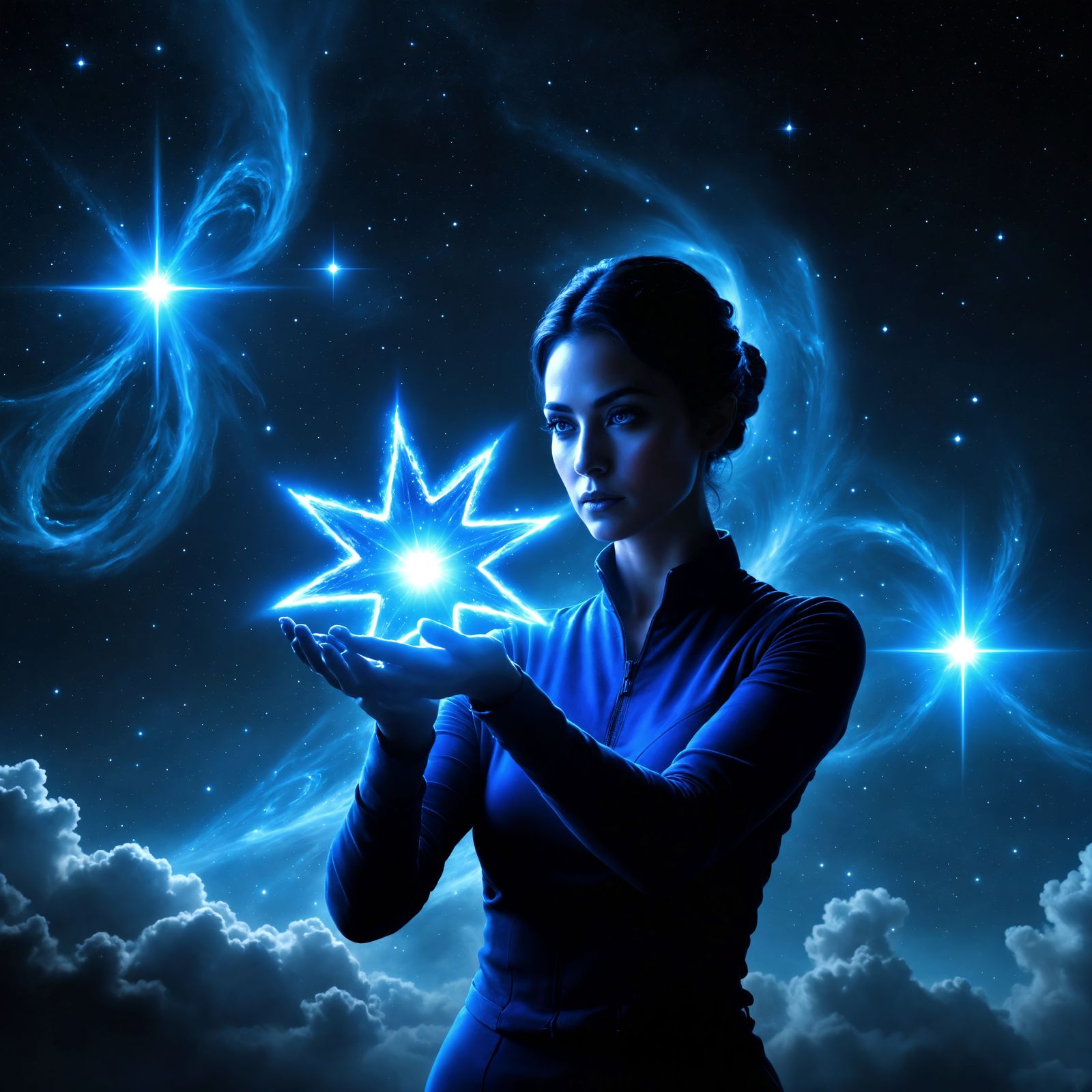 Woman Shaping a Nebula Star: Digital Matte Painting