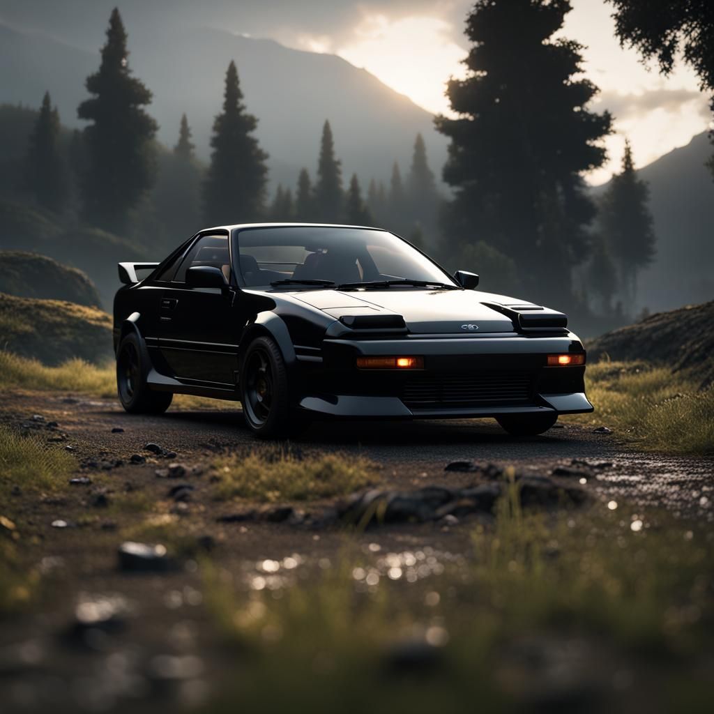 Black Toyota MR2 ZZW30 in 3D Cinematic Style