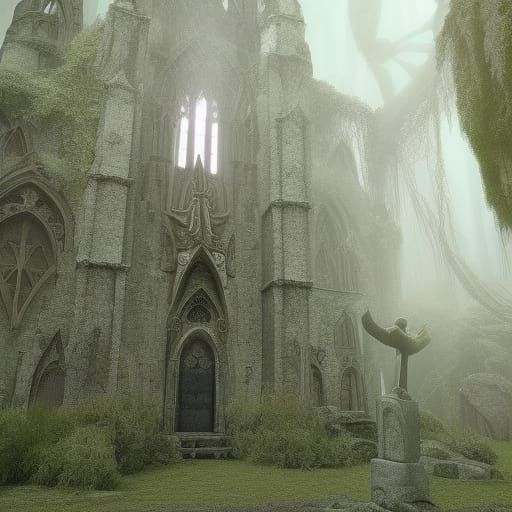 Lovecraftian Gothic Church with Tentacle Pastor