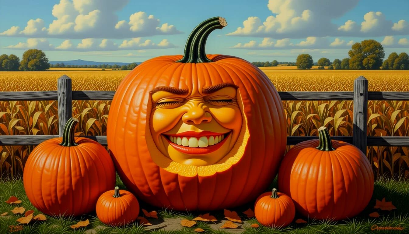 Muscular Anthropomorphic Pumpkins in Warm Contrasts