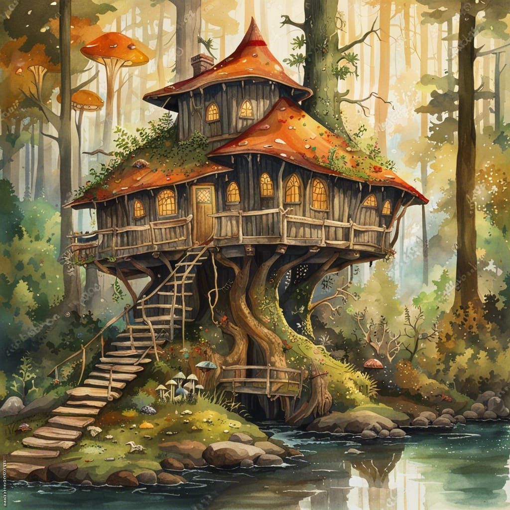 Dark Fantasy Tudor Cottage in Temperate Rainforest