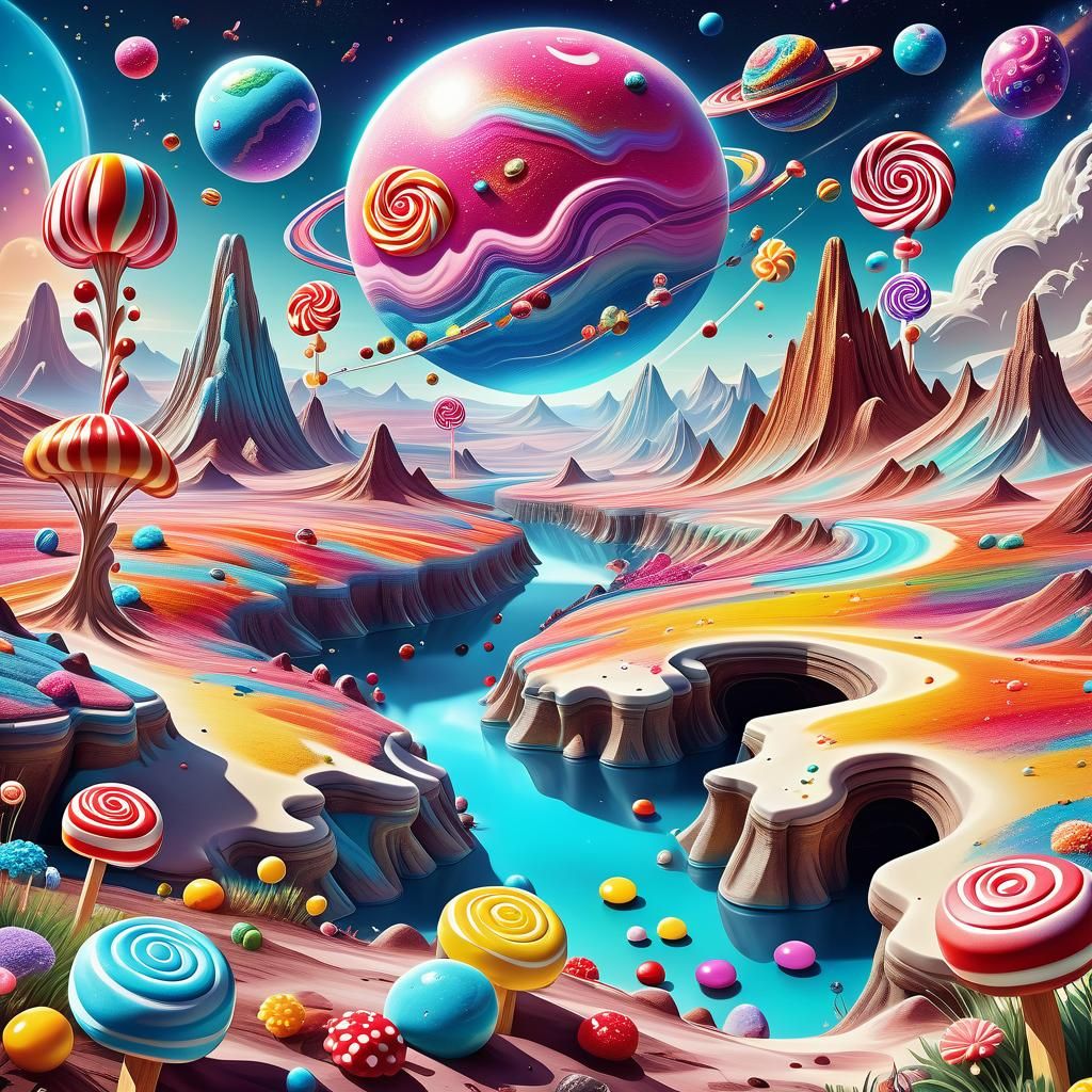 Candy Planet Landscape in Postmodern Digital Art