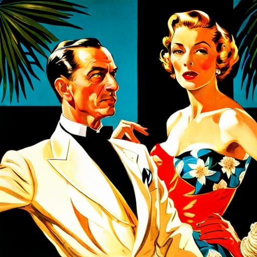 1950s Fashionable Couple in Pop Art Style