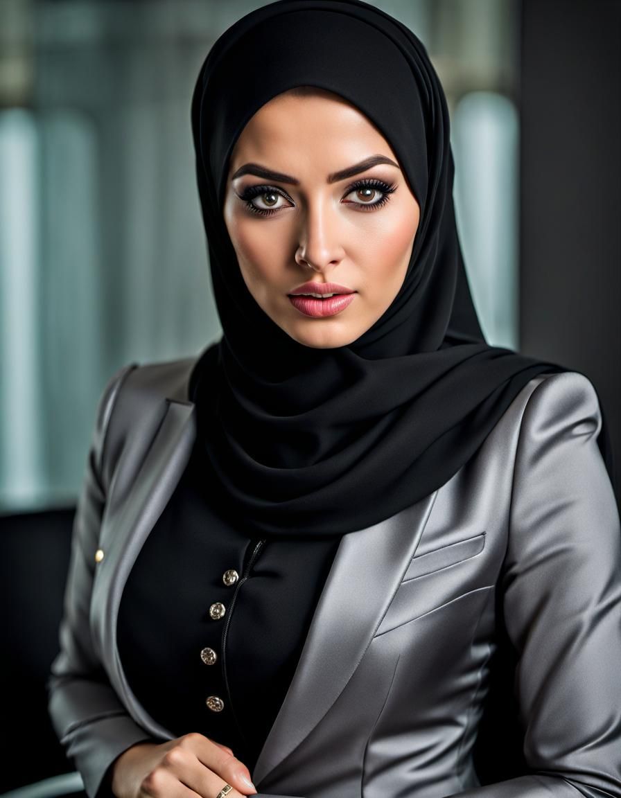 Hyperrealistic Portrait of an Angry Hijabi Woman
