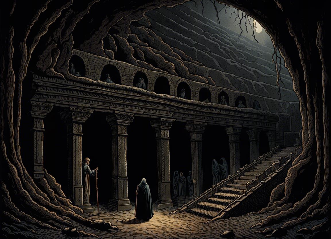 Melancholic Crypt with Medieval Sarcophagus