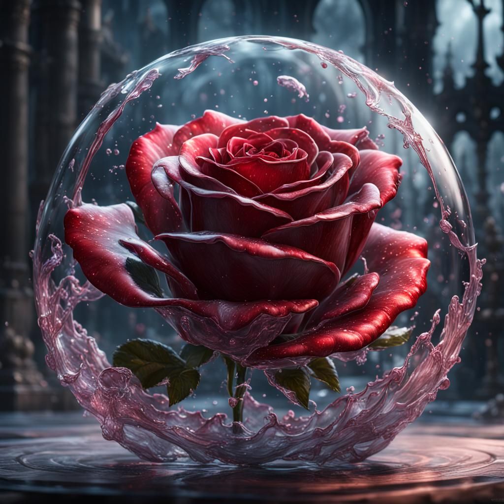 Glass Rose Digital Matte Painting in 8K