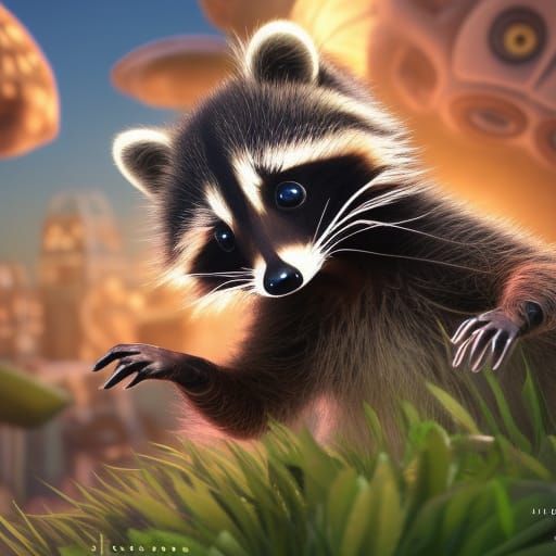 Cutest Baby Raccoon in 3D Digital Art Style
