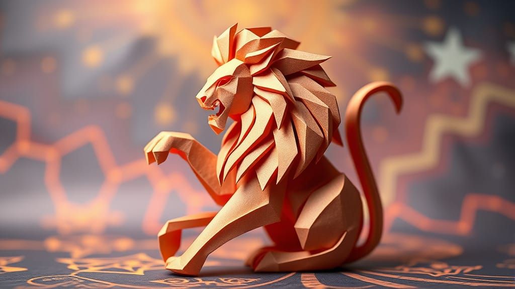 Origami Leo Astrology Symbol in 8K
