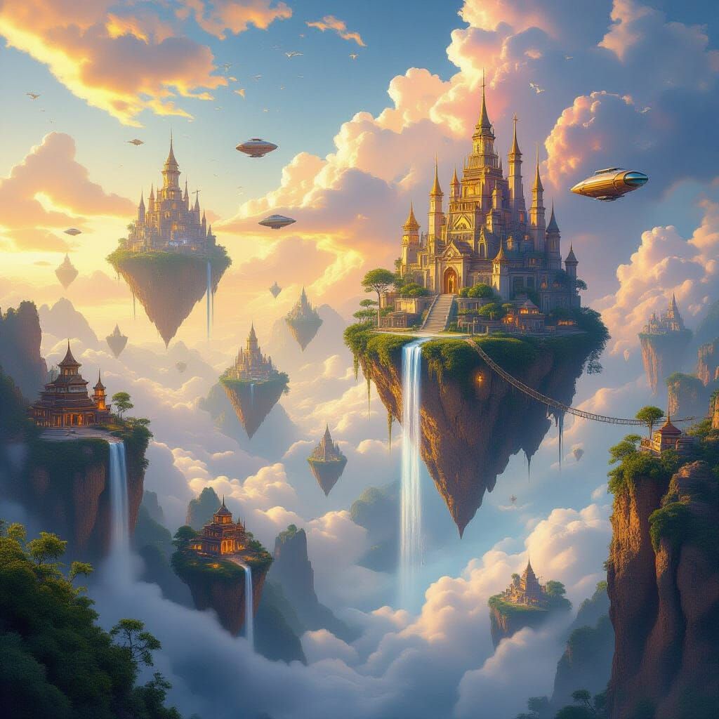 Surreal Floating Worlds: Sky Cities and Glowing Forests