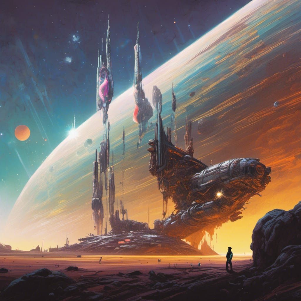 Retro Sci-Fi Film Poster in Chris Foss Style