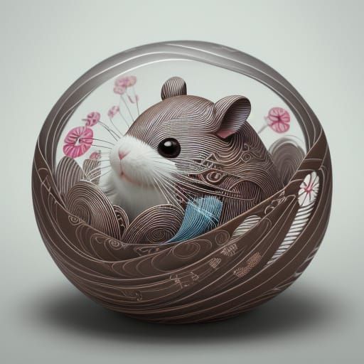 Chocolate Hamster in Whimsical Origami Style