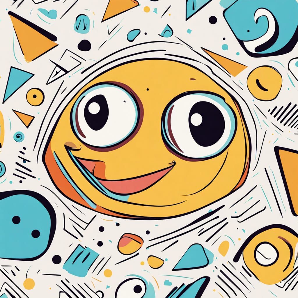 Energetic 2D Cartoon Character with Oversized Eyes