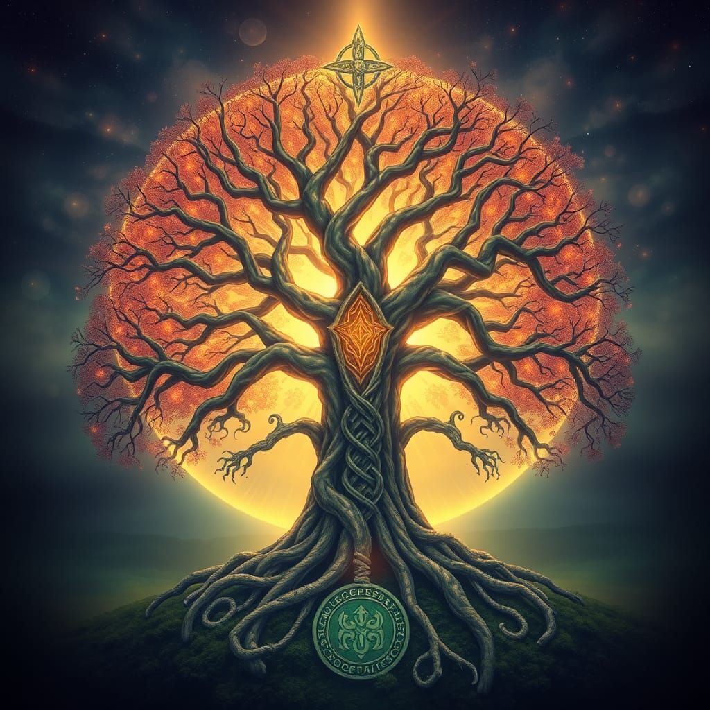 Mystical Celtic Tree of Life Radiating Aura
