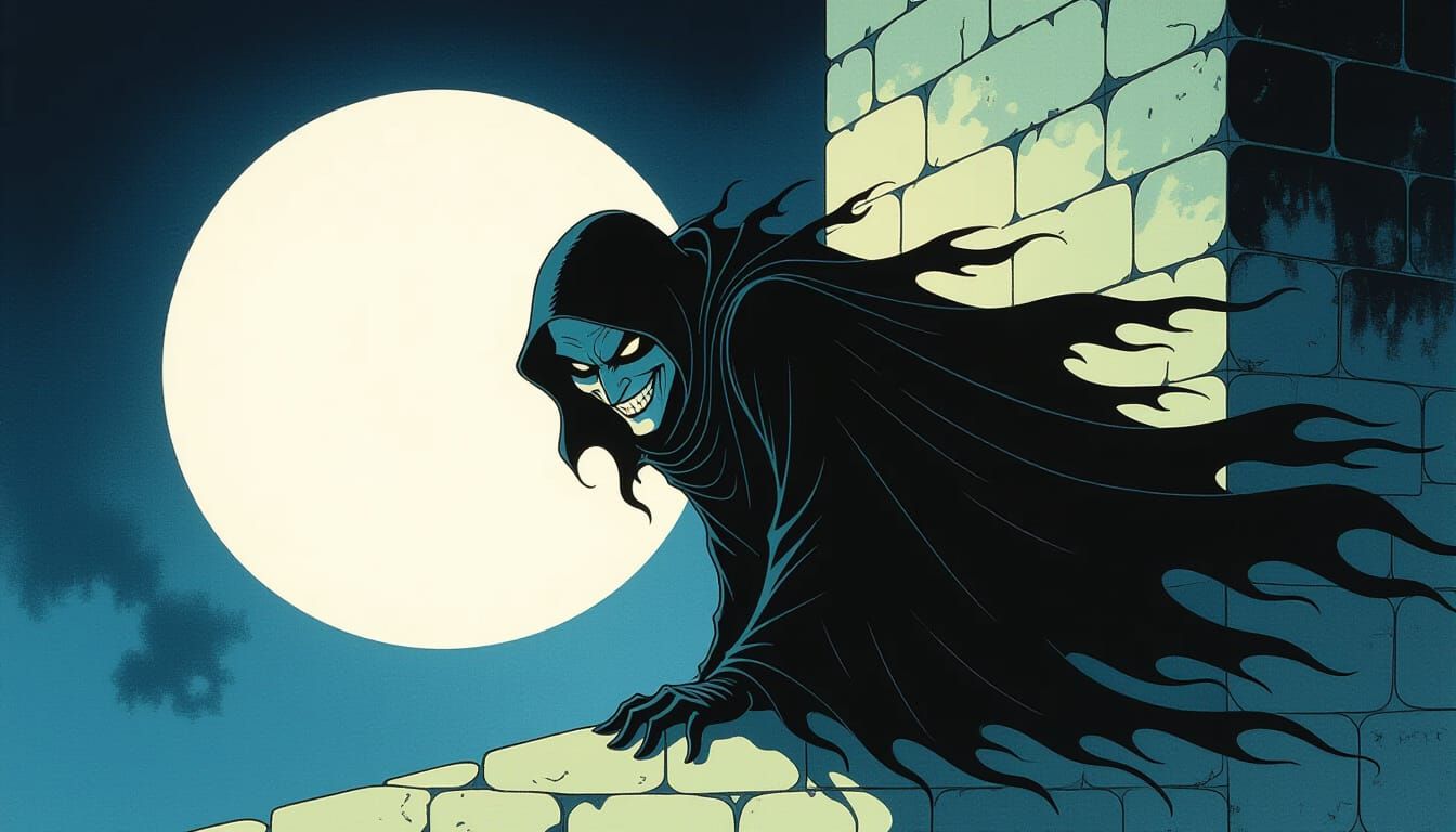 Shadowy Figure Lurking in Moonlit Gloom
