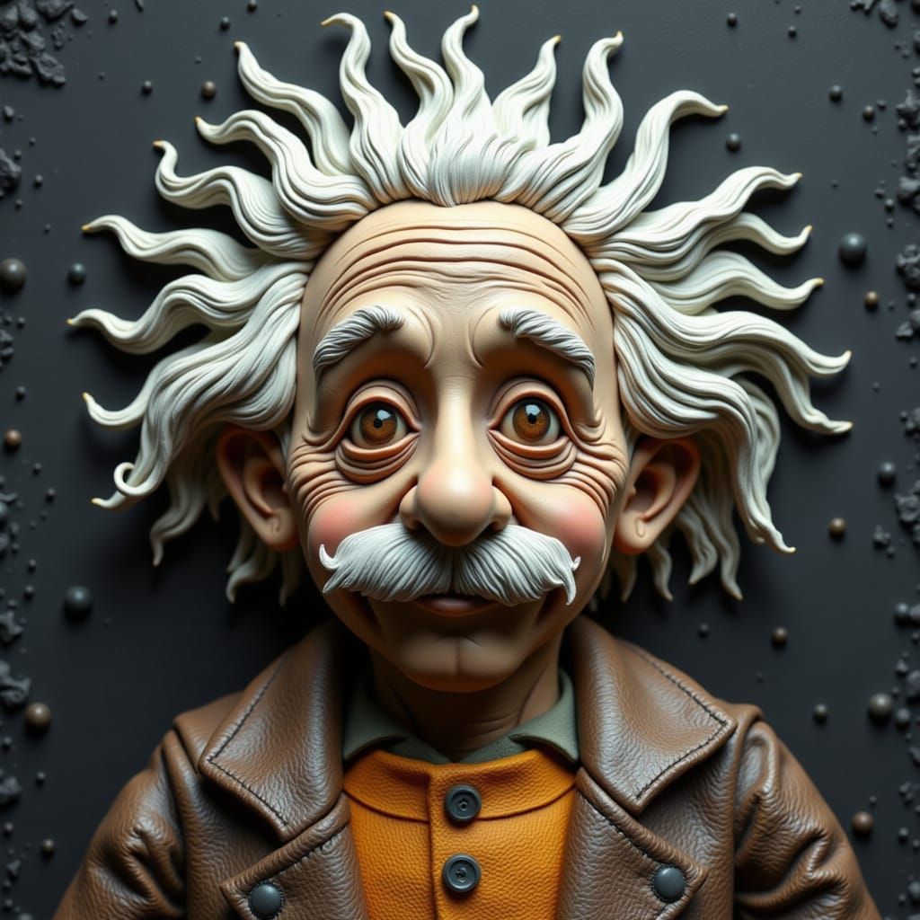 Einstein Portrait in Colorful Claymation Style