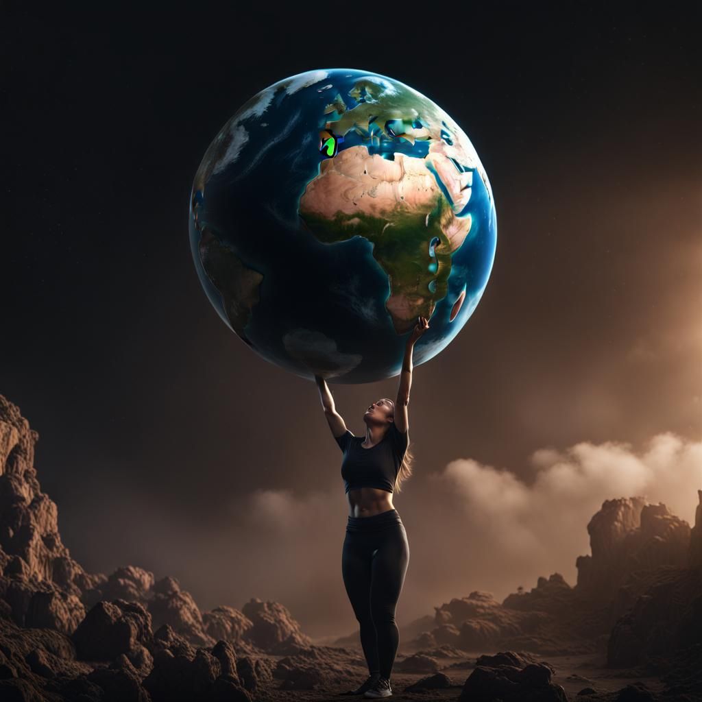 Woman Lifts Earth in Detailed Matte Painting