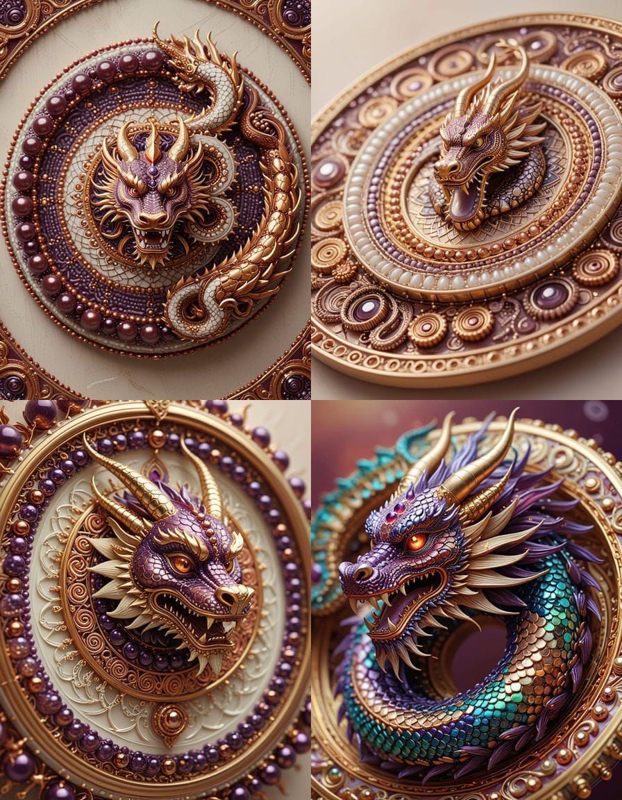 Abstract Dragon Mandala in Graphic Style