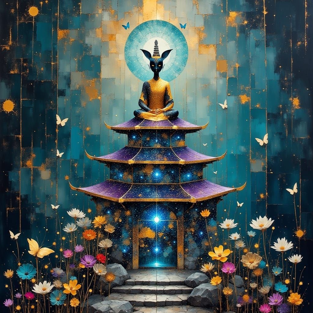 Floating Pagoda with Kitsune in Spiritual Jungle