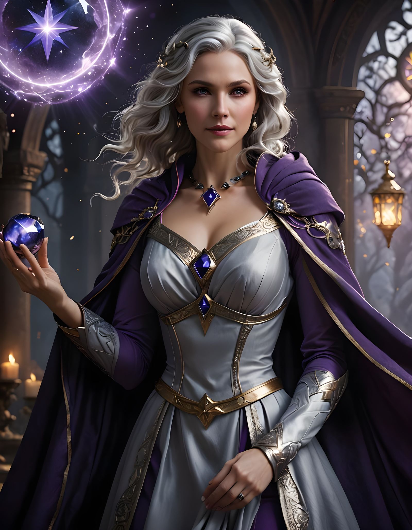 Norse Goddess with Sapphire Pendant: Fantasy Concept Art