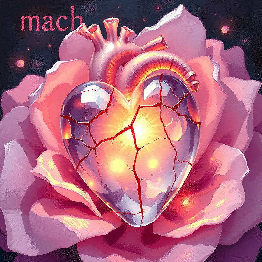 Radiant Fractured Heart in Surreal Style