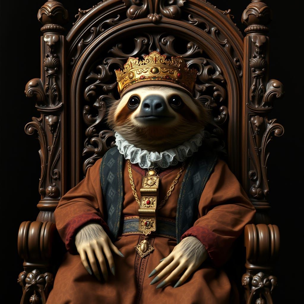 Noble Sloth Portrait in Jan van Eyck Style