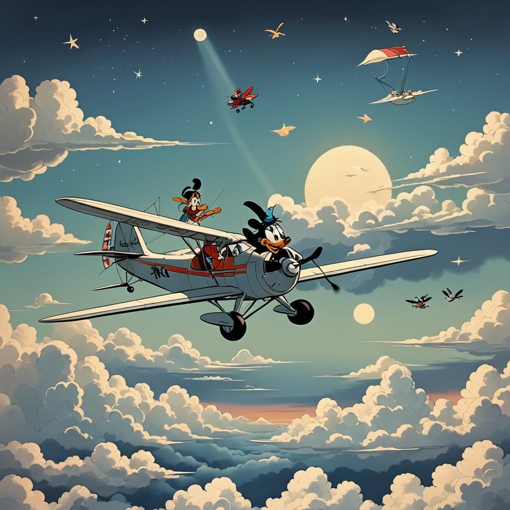 Dreams of Flight in Cartoon Style