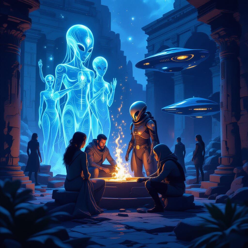 Ancient Aliens Theory: Humans Meet Ethereal Beings in Ruins