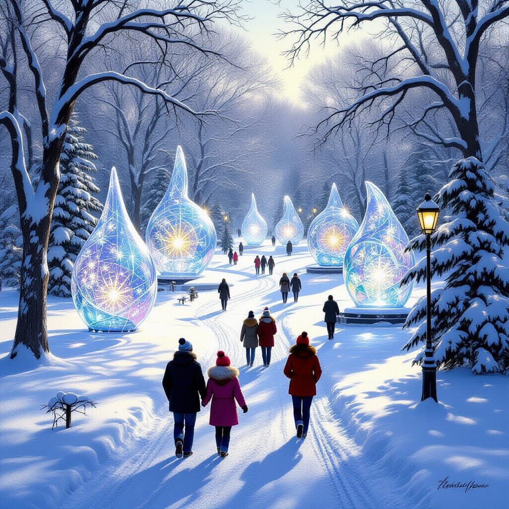Winter Park Illuminated by Luminous Glass Sculptures