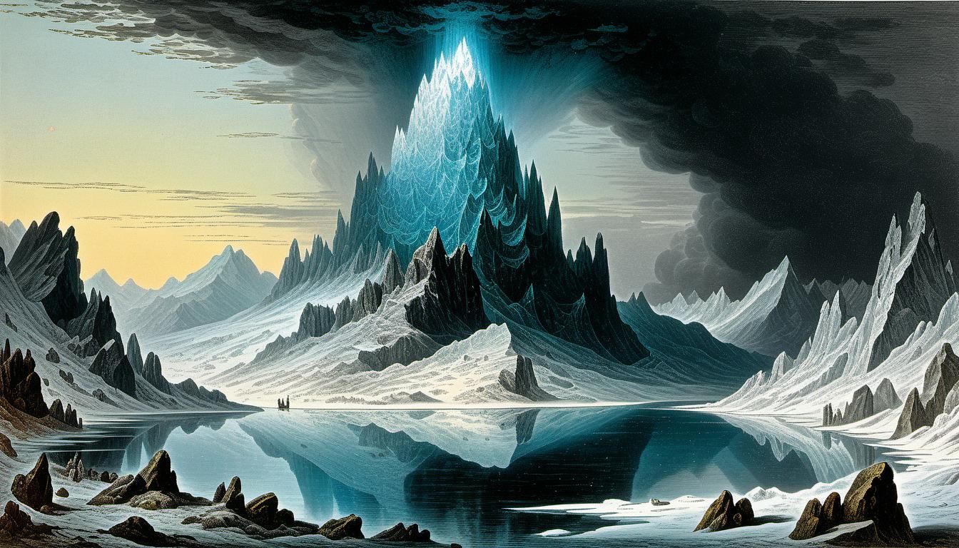 Gustave Doré Illustration: Black Rock in Frozen Lake