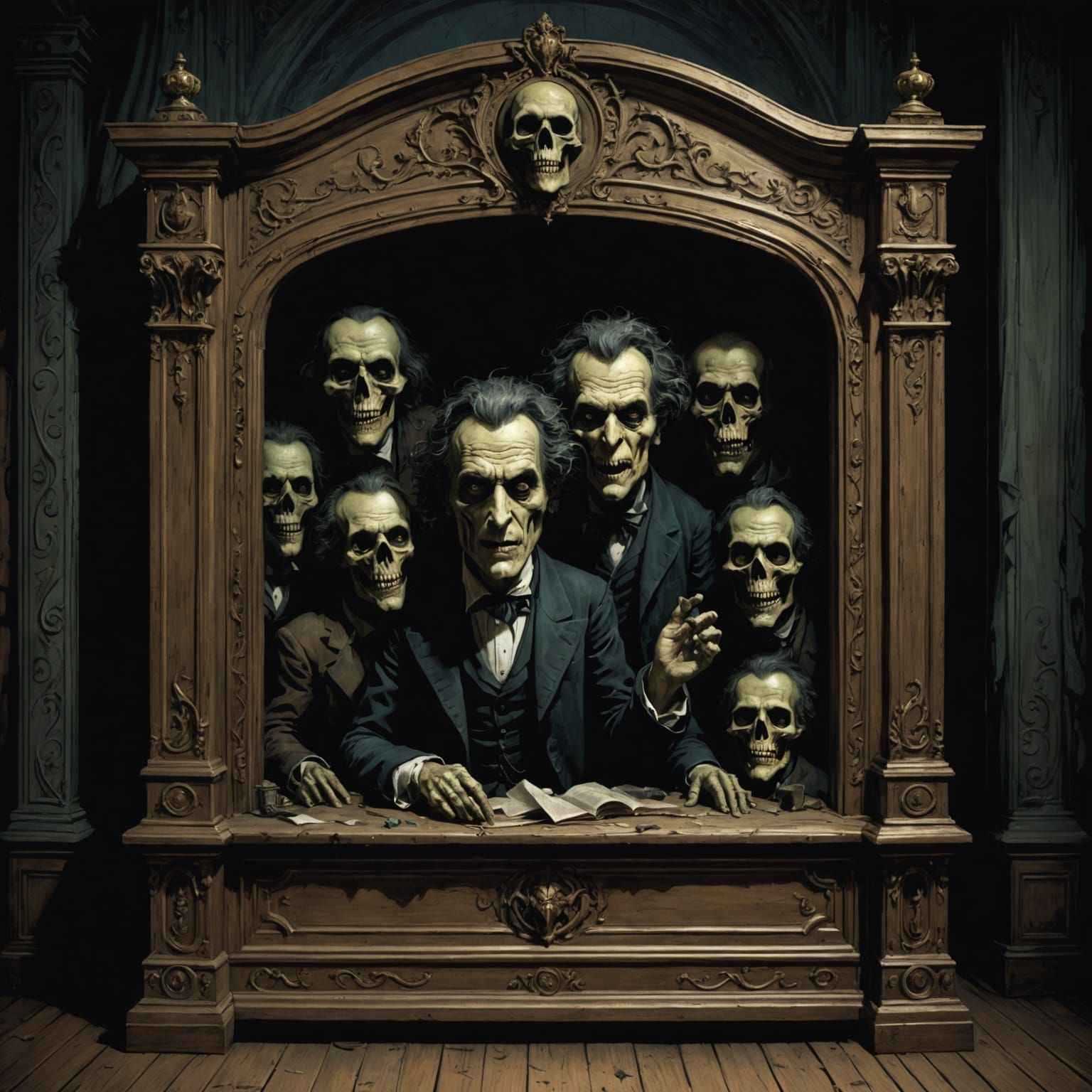 Macabre Theater Cabinet in Horror Art