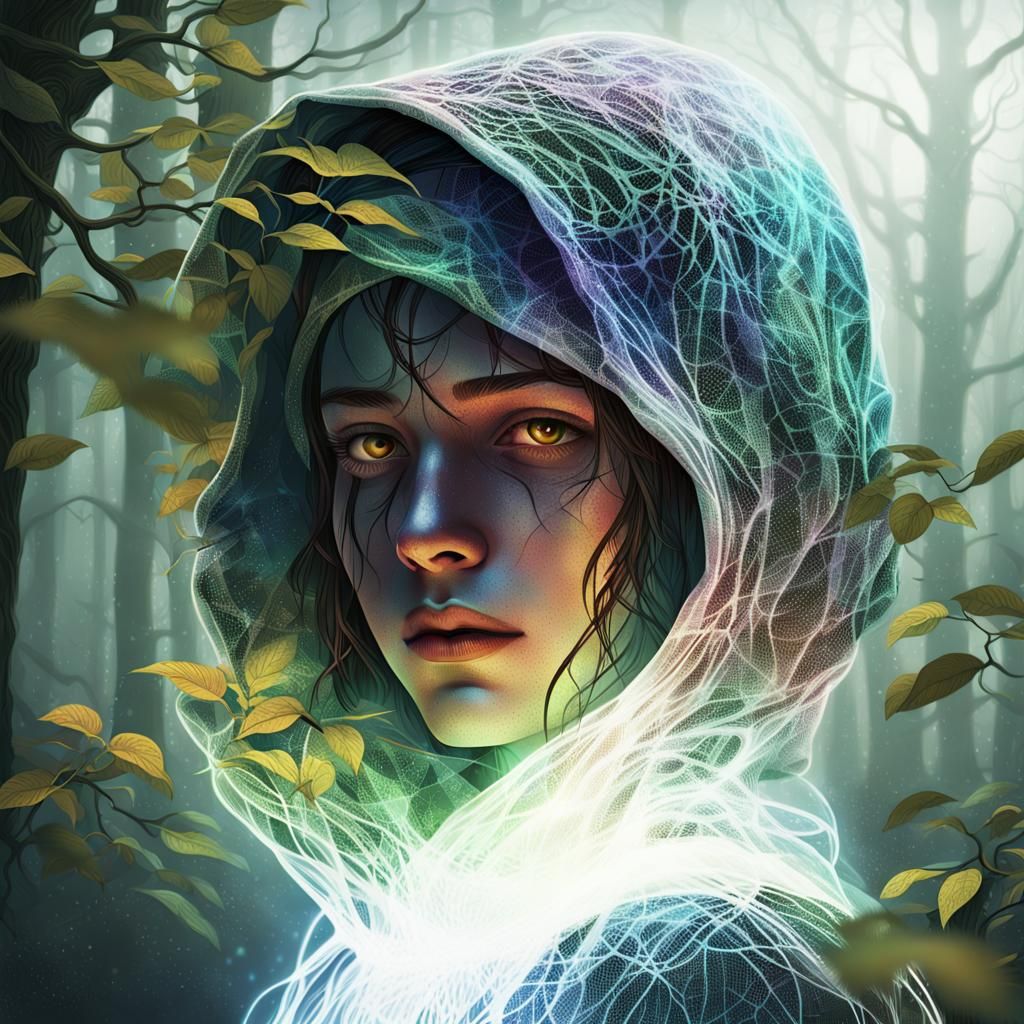 Eerie Androgynous Figure in Mystical Forest