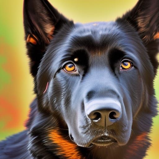 Majestic Black German Shepherd Portrait in Digital Painting ...