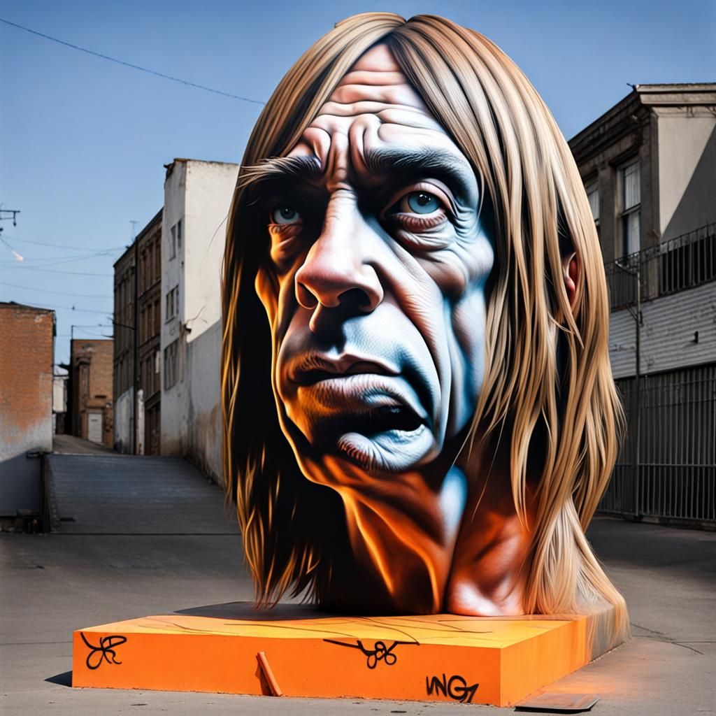 Realistic 3D Airbrush Sculpture of Iggy Pop