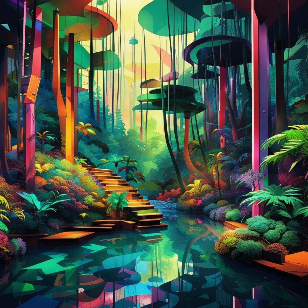 Brazilian Rainforest in Art Deco Style