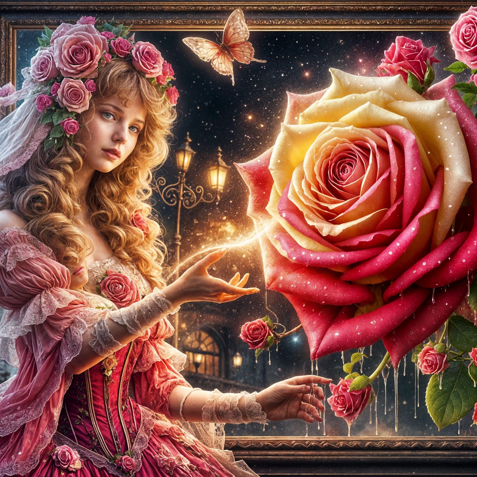 A vintage photoframe of Victorian age caucasian girl entangl...