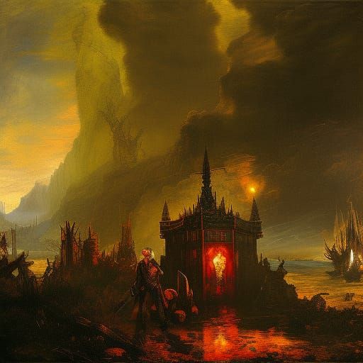 Vampire Lord Protecting Friends: Sci-Fi Fantasy Art