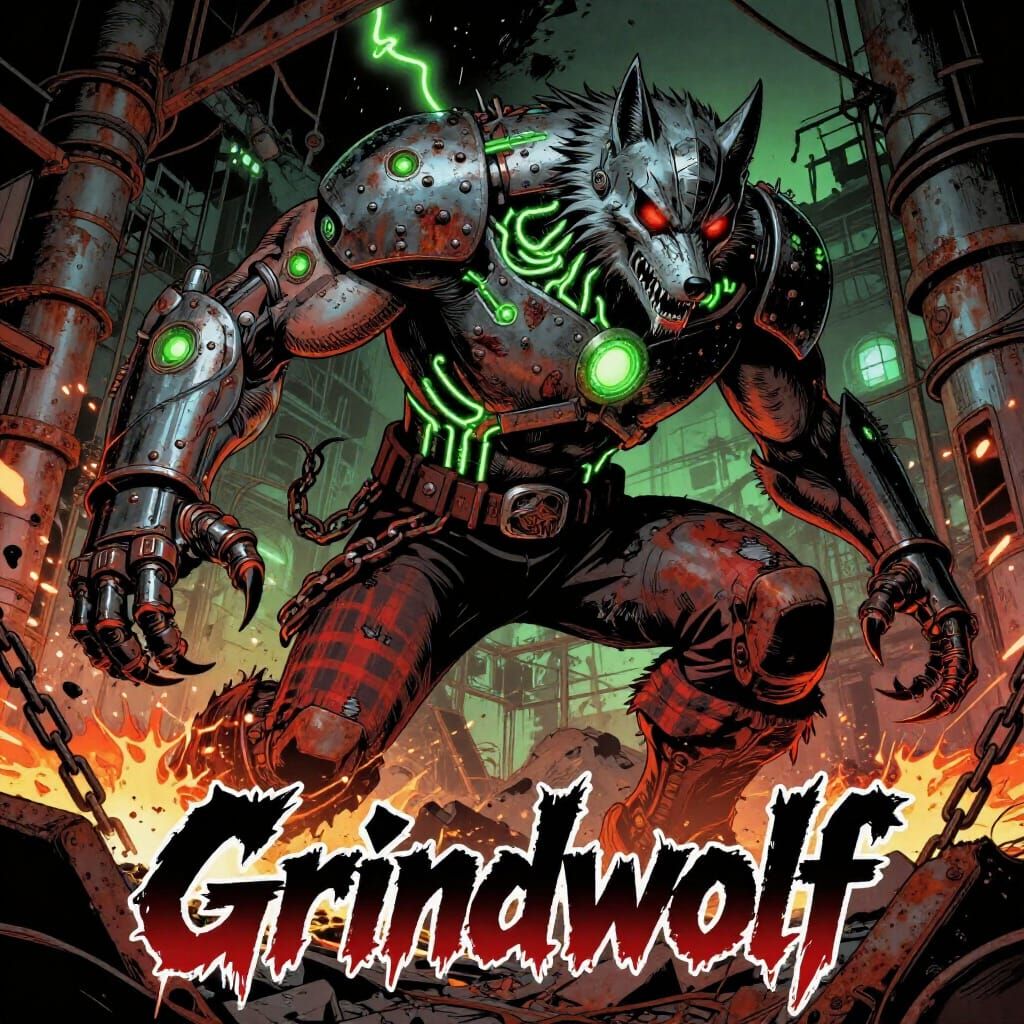 Grindwolf Comic Cover in Punk Horror Style