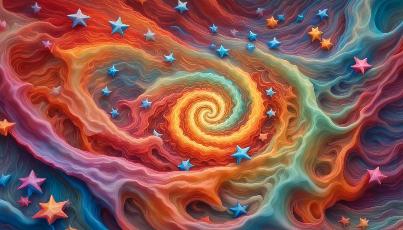 Swirling Stars in Iridescent Plasma Maelstrom