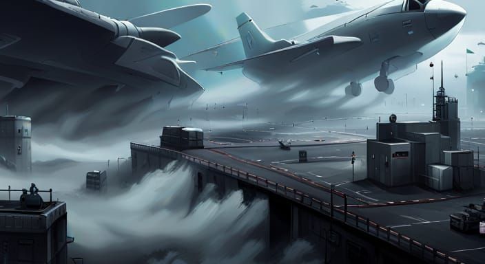 Foggy Military Base in Anime Style