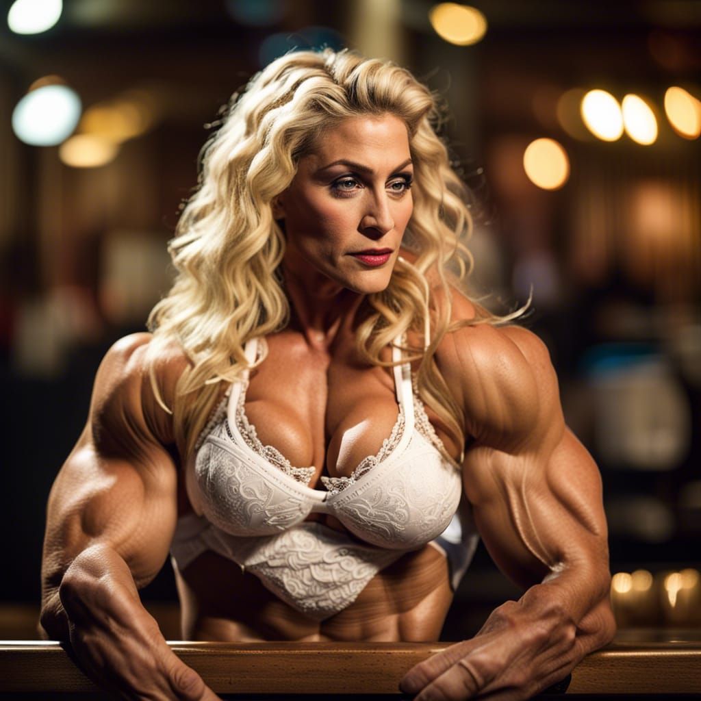 Madonna as Muscular Bodybuilder in Bar, Photo